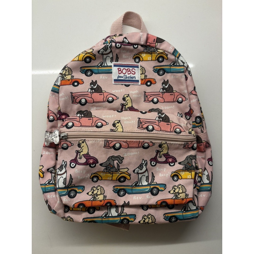 BOBS from Skechers Pink "Speed Pups" Canvas Backpack BOBS for Dogs likeNEW